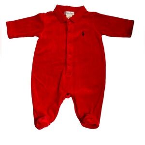 Ralph Lauren Baby Infant Velvety Romper Footies Sleeper Sz 3 months